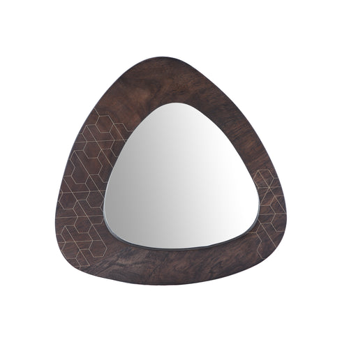 Triangle Wood Mirror with Brass Inlay